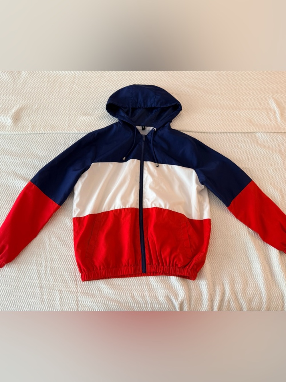 Bluenotes Navy and White Hooded Jacket Oversized look